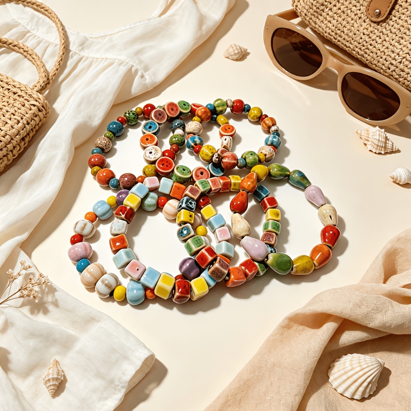 7pcs Handmade Vintage Bohemian Ceramic Bracelet Set for Women